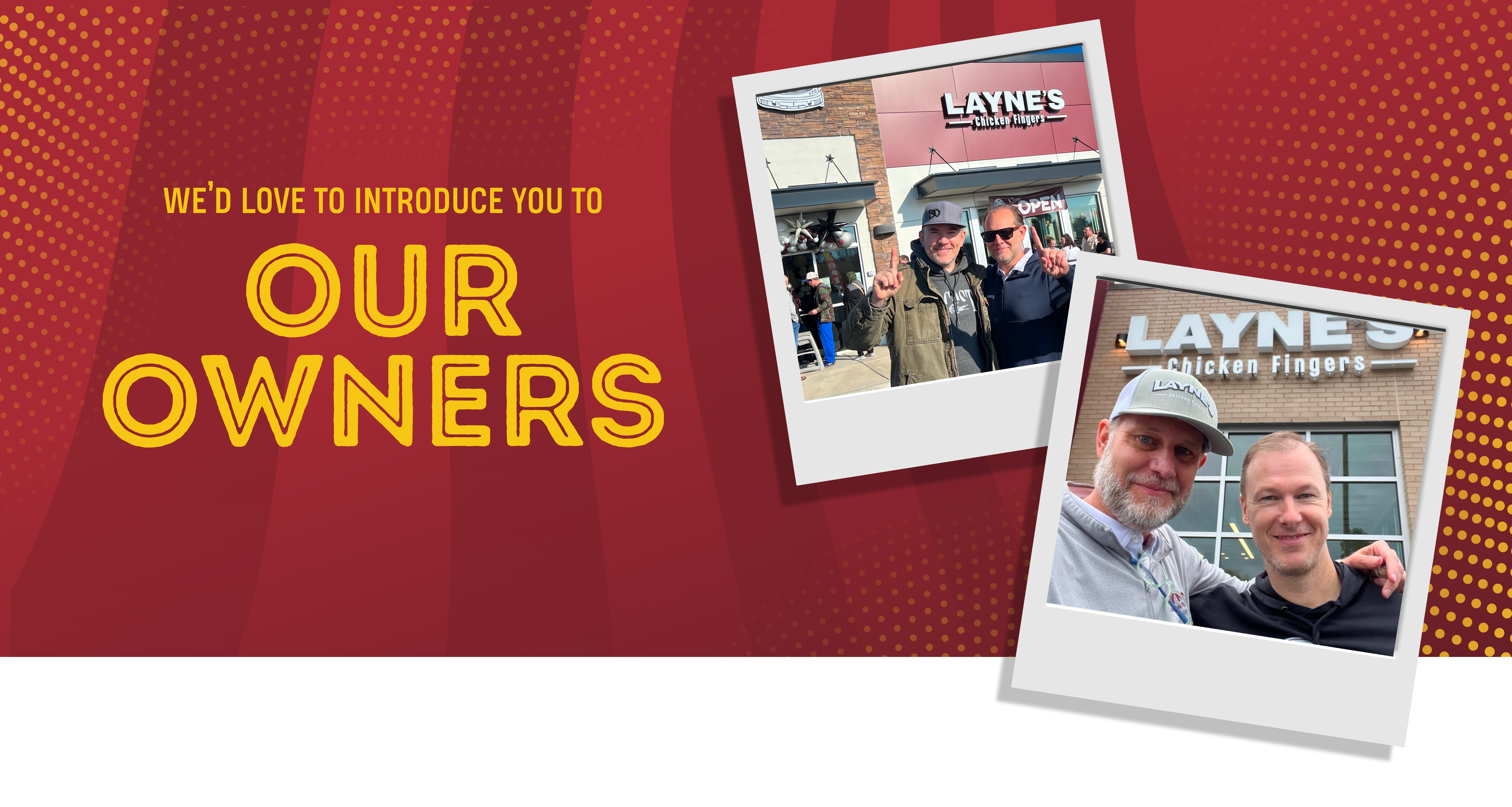 Layne’s owners pictured outside Layne’s restaurants